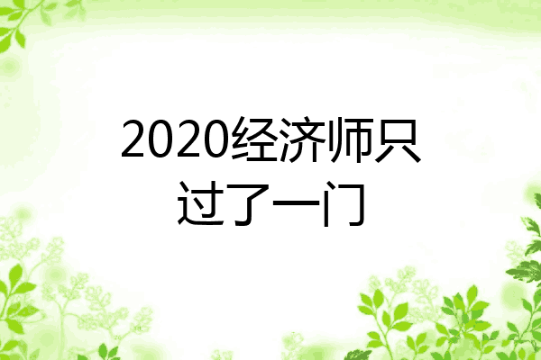 2020经济师只过了一门