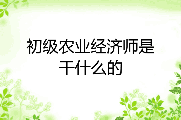 初级农业经济师是干什么的