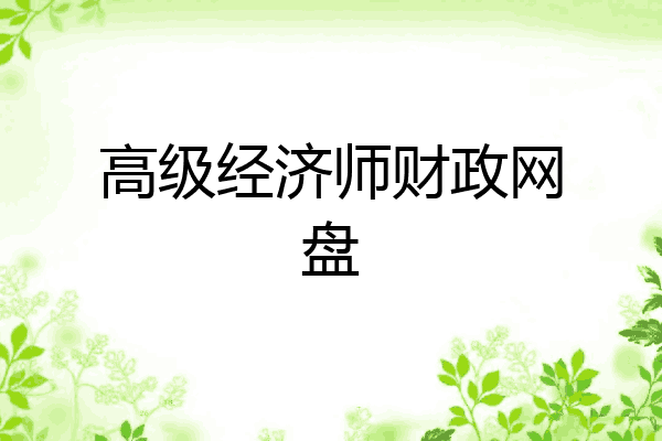 高级经济师财政网盘