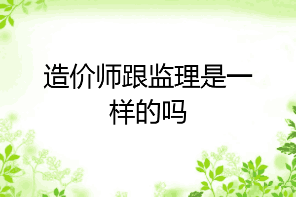 造价师跟监理是一样的吗