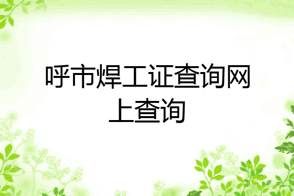 呼市焊工证查询网上查询
