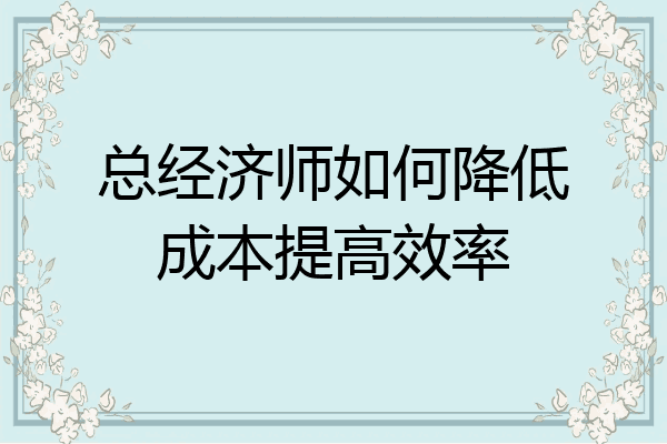总经济师如何降低成本提高效率