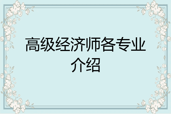 高级经济师各专业介绍