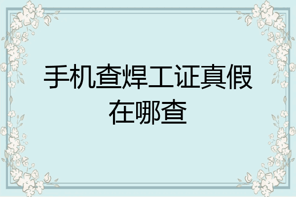 手机查焊工证真假在哪查