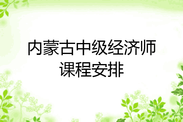 内蒙古中级经济师课程安排
