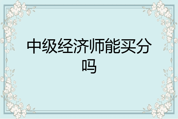中级经济师能买分吗