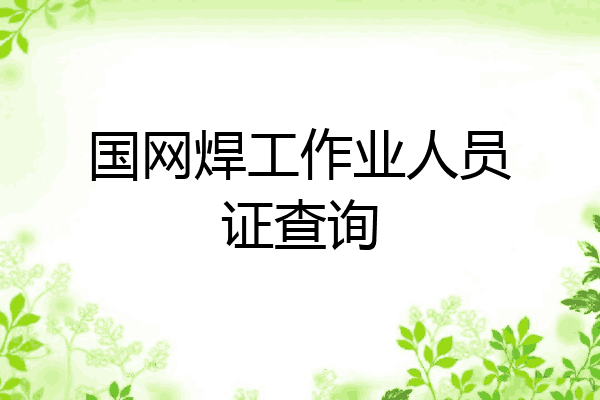 国网焊工作业人员证查询