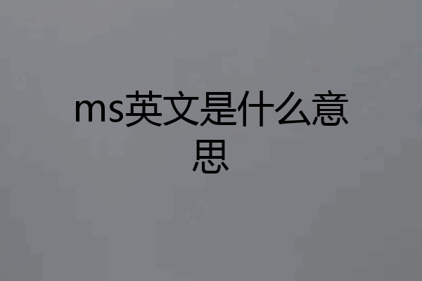 ms英文是什么意思