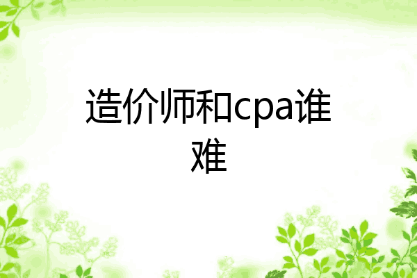 造价师和cpa谁难