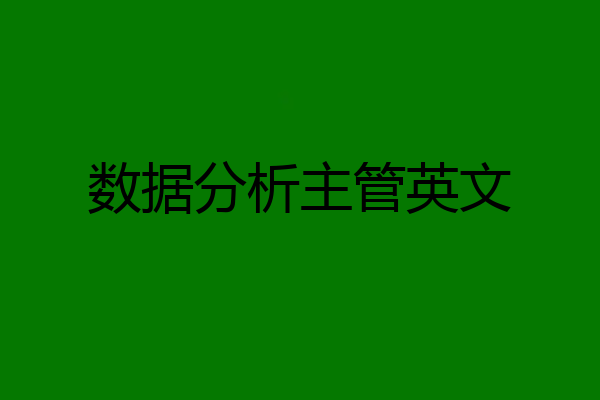 数据分析主管英文