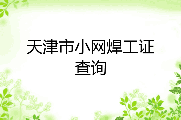 天津市小网焊工证查询