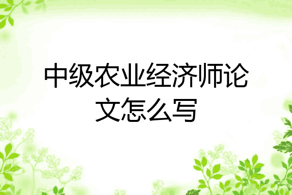 中级农业经济师论文怎么写