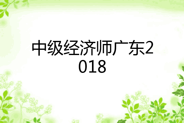 中级经济师广东2018