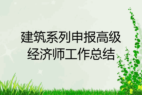 建筑系列申报高级经济师工作总结