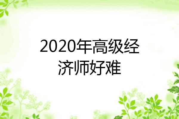 2020年高级经济师好难