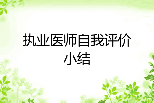 执业医师自我评价小结