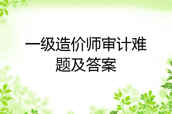 一级造价师审计难题及答案