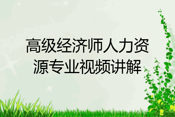 高级经济师人力资源专业视频讲解