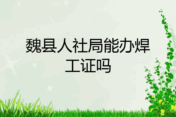 魏县人社局能办焊工证吗