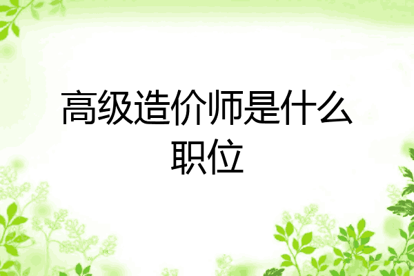 高级造价师是什么职位