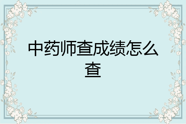 中药师查成绩怎么查