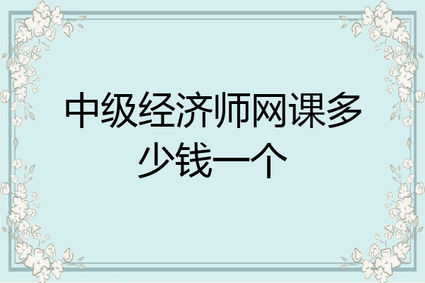 中级经济师网课多少钱一个