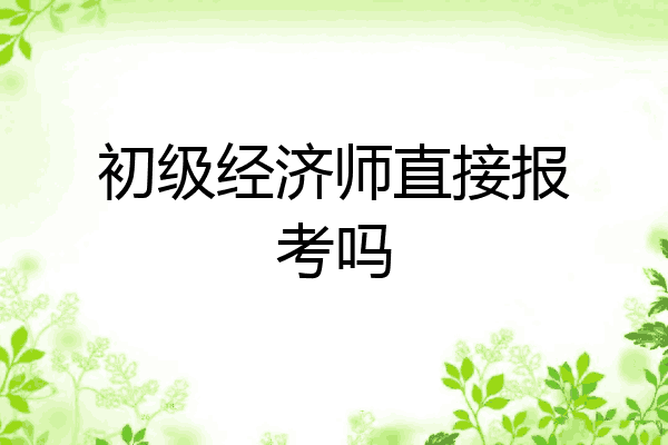 初级经济师直接报考吗
