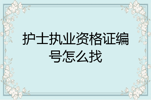 护士执业资格证编号怎么找
