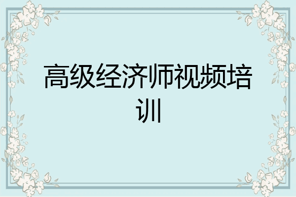 高级经济师视频培训