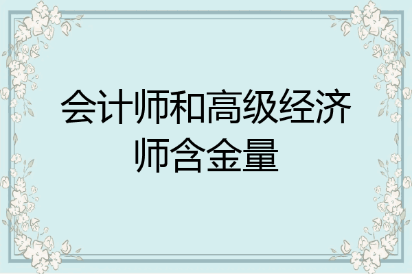 会计师和高级经济师含金量