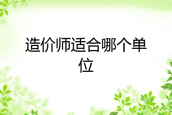 造价师适合哪个单位
