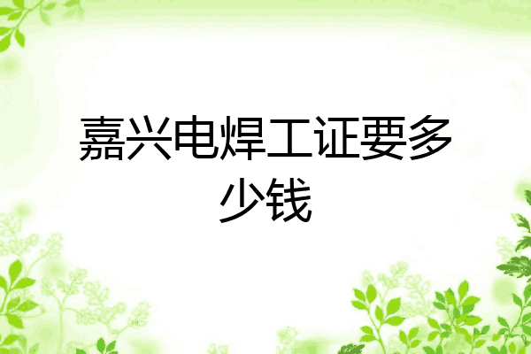 嘉兴电焊工证要多少钱