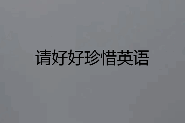 请好好珍惜英语