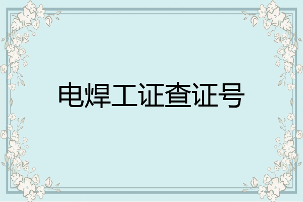 电焊工证查证号
