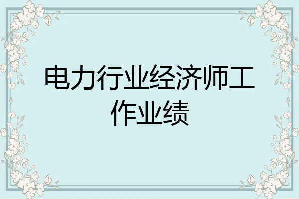 电力行业经济师工作业绩