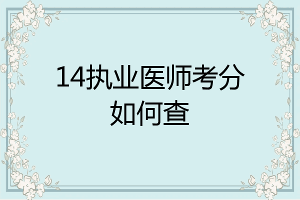 14执业医师考分如何查