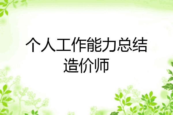 个人工作能力总结造价师