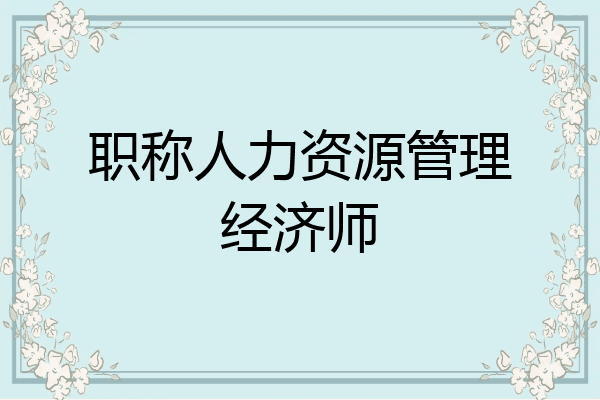 职称人力资源管理经济师