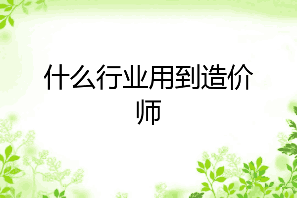 什么行业用到造价师