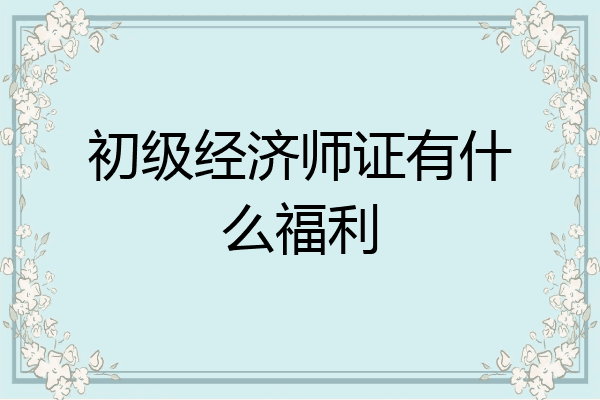 初级经济师证有什么福利