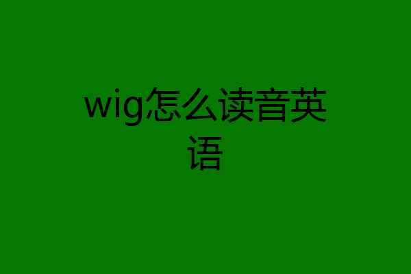 wig怎么读音英语