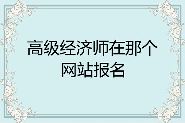 高级经济师在那个网站报名