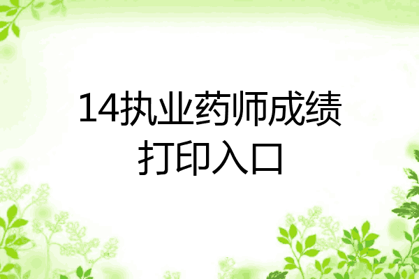 14执业药师成绩打印入口