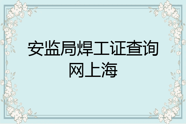 安监局焊工证查询网上海