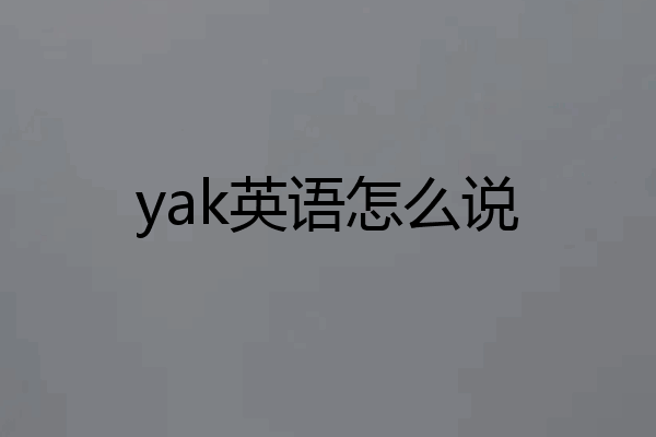 yak英语怎么说