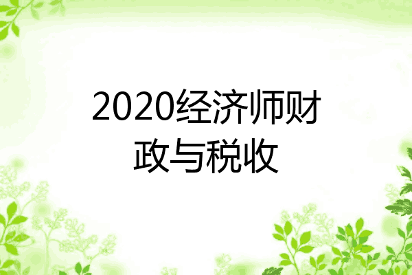2020经济师财政与税收