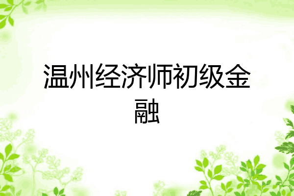 温州经济师初级金融