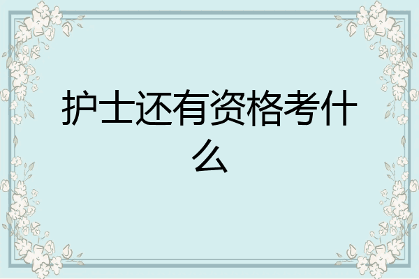护士还有资格考什么
