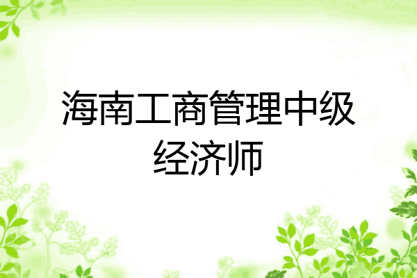 海南工商管理中级经济师