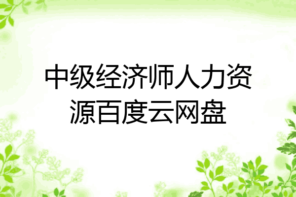 中级经济师人力资源百度云网盘